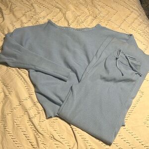 Blue Amazon set. Dolman sleeves, wide leg